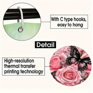 Belle <span class=keywords><strong>farfalle</strong></span> colorate fiori freschi 3D stampate tende da doccia impermeabili in poliestere per bagno bellissimo bagno - Product Image 6
