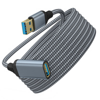 Câble répéteur USB 2.0 actif mâle-femelle avec gaine en nylon, charge rapide pour téléphones portables, imprimantes, HTC Vive, consoles de jeux