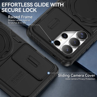 Nouvelle coque de téléphone magnétique avec rotation à 360° °   Support rotatif avec anneau et cache-caméra coulissant antichoc pour Samsung Galaxy S26 S25 S27 Plus Ultra
