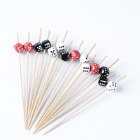 Creatieve Bamboe Spiesjes Dobbelstenen Gevormde Kraal Zwart Wit Rood Kleur Fruit Picks Cocktail Spiesjes