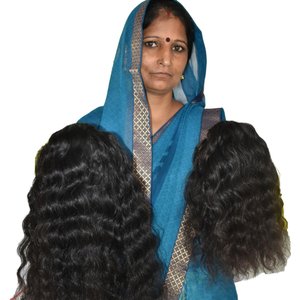 Vente en gros d'extensions de cheveux 100% naturels bouclés Remy temple indien pur vierge noir lâche vague profonde Styles de Super vague donneur unique - Product Image 1