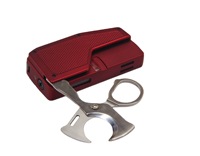 Briquet multifonction en métal avec coupe-cigare, résistant au vent, rechargeable au gaz butane