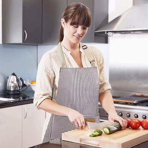 <b>Aprons</b> Kitchen Cooking <b>Aprons</b>, Adjustable Bib Soft <b>Chef</b> <b>Apron</b> With 2 Pockets for Men Women (Black/Brown Stripes) - Product Image 5