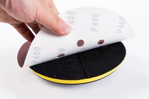 하이 퀄리티 레드 알루미늄 산화물 후크 및 루프 샌딩 디스크 벨크로 디스크 재료 제거 및 멀티 홀 재포장 - Product Image 2