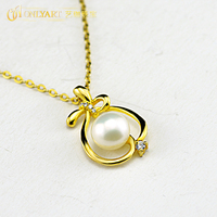 Collier pendentif en argent sterling 925 plaqué or 18 carats de haute qualité, perle d'eau douce vintage personnalisée, pour femmes