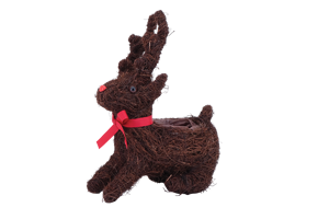Pot <span class=keywords><strong>de</strong></span> fleurs en rotin sculpté à la main, style américain, renne assis avec ruban rouge, décoration <span class=keywords><strong>de</strong></span> <span class=keywords><strong>Noël</strong></span> pour intérieur et extérieur - Product Image 1