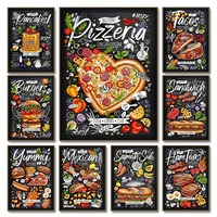 Lebensmittel-Poster Pfannkuchen Burger Pizza Tacos Sandwich Schinken-Toast Restaurant Küche Gemälde für Leinwandkunst Heim-Wanddekoration Bild