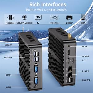 Bán buôn 12th Gen <span class=keywords><strong>Mini</strong></span> PC không quạt công nghiệp N100 Barebone <span class=keywords><strong>mini</strong></span> PC Dual cổng mạng Intel Celeron chịu nhiệt độ cao - Product Image 6