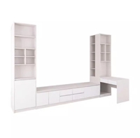 Bureau et étagère en bois personnalisables, style moderne, avec rangement intégré pour baie vitrée, idéal pour salon, chambre ou petit appartement