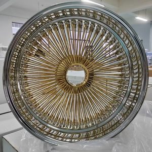 Jantes à rayons dorées avec bord chromé 13x7 14x7 15x7 16x7 17x8 18x8 20x8 22x8 24X10 pouces 72 <span class=keywords><strong>100</strong></span> 150 rayons - Product Image 2