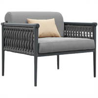 Canapé d'extérieur en corde tressée de style nordique, structure en aluminium, coussin imperméable résistant aux UV, une place/deux places/trois places, table en teck