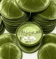 Kippa en velours vert olive à six panneaux, broderie personnalisée juive pour Bar Mitzvah, cadeau de cérémonie pour Bar Mitzvah
