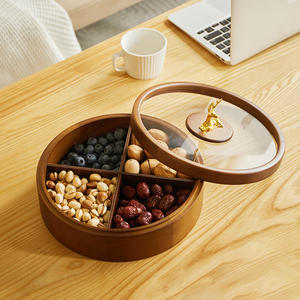 가정 구획과 중국 스타일 단단한 나무 과일 사탕 상자 호두 뚜껑 너트 트레이 말린 과일 스낵 저장 식품 사용 - Product Image 1