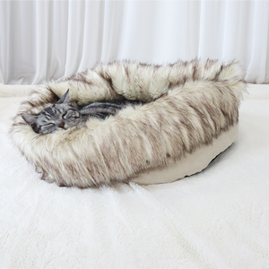 Umweltfreundliche, solide, tragbare Luxus-Höhlen-Schlafbetten, weiche, gemütliche Haustier-Hundebetten für drinnen aus Schaumstoff, atmungsaktivem Leinen, Bentonit-Gummi - Product Image 2