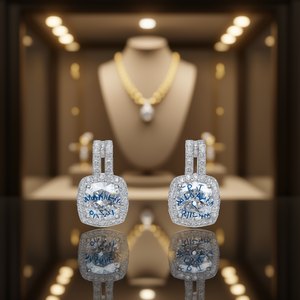 Pendientes de Diamantes para Mujer E2758, Corte Cojín, Azul Clásico Natural - Product Image 2