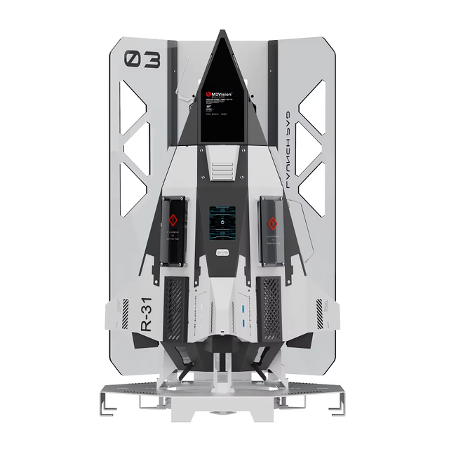 NPC ALSEYE Mecha Space PC Case, Special Spaceship Shape Design Micro ATX/ITX,360mm Liquid Cooler Gaming Computer Cases & Towers