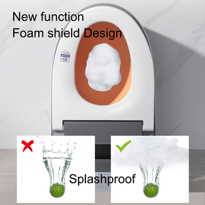 Toilette intelligente grise mate monobloc en céramique pour salle de bain, toilette intelligente, chasse automatique, siège avec télécommande, cuvette allongée et piège en S - Product Image 6