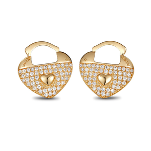Youleio Boucles d'oreilles en forme de cœur plaquées or 18 carats avec micro-incrustations de strass en cristal, bijoux romantiques pour femmes à porter au quotidien - Product Image 1