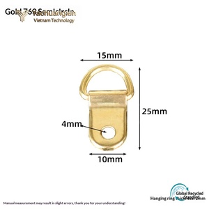 Polished Brass Eye Slip <b>Hook</b> With Ring <b>For</b> <b>Hanging</b> Frames And Decorations - Product Image 5