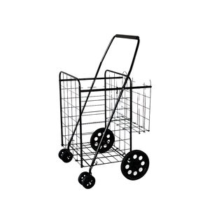 Chariot de courses pliable avec panier en fil métallique, chariot utilitaire pour magasin et maison - Product Image 1