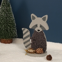 Articles de décoration intérieure, mini animaux en peluche en bois, raton laveur, renard