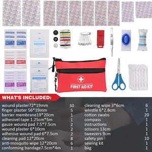 100 Pieces Survival First Aid Kit Pocket Sized Pouch Lightweight Compact With Dual Zippers Mini Small First Aid Kit Pouch