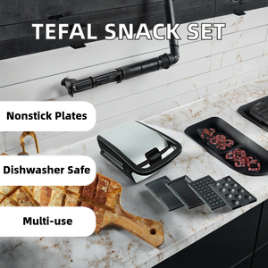 <strong>Tefal</strong> Snack Collection 4-Piece Set SW854D Combination Appliance 4 Non-Stick Plates Dishwasher Safe Panini <strong>Waffles</strong> <strong>Maker</strong> - Product Image 2