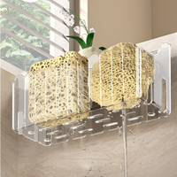 Étagère de rangement murale en plastique à ventouse pour salle de bain, panier de rangement pour évier, support de séchage pour torchons, sans perçage
