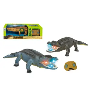 野生动物塑料鳄鱼无线电控制动物玩具与光和声音