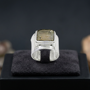 Art Palace 925 Silver Vintage Cocktail <b>Ring</b> Natural Labradorite Bezel <b>Set</b> Geometric Design Unisex Gemstone <b>Rings</b> Fine Jewelry - Product Image 3