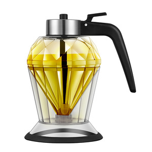 Tarro de miel de vidrio con diseño de diamante, 200 ml, dispensador de aceite, herramienta de cocina sostenible con logotipo personalizado, ¡muy vendido! - Product Image 6