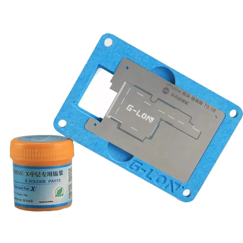 PCB Holder With BGA Reballing Stencil Solder Paste for iPhone X Motherboard Planting Tin Fixture Soldering Net Outillage