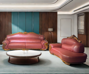 โซฟาหนังวัวแท้ชั้นหนึ่งสไตล์จีนสมัยใหม่ ชุดโซฟาหนังยูจินวูด วิลล่าหรูหรา โซฟาไม้เนื้อแข็งหุ้มหนัง - Product Image 3