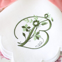 45*45cm vente en gros classique motif personnalisé nappe festonné brodé serviettes en lin pour hôtel mariage
