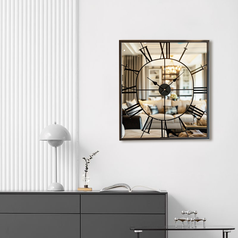 60cm Art Clock Mirror - Minimalist Decor for Living Room