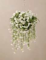 Panier suspendu artificiel de fleurs de gloire du matin avec pot, fleurs rampantes colorées pour la décoration de balcon, porche, maison et jardin