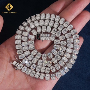 ZUANFA JEWELRY 925 Silver Oval Cut Moissanite <b>Statement</b> <b>Necklace</b> Unisex Luxury Tennis Chain - Product Image 2