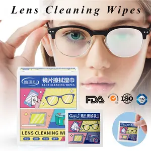 Hot Sale Lens Wipes Screen Cleaning Wipes Glasses Wet Wipes All Wood Pulp Strong Paper Individual Package 100pcs/box