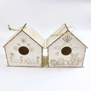 לא צבועים מלאכה לא צבועים מעור ציפור עץ בית לציפור לילדים קישוט חינוכי - Product Image 6