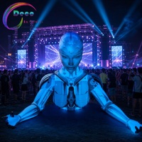 Robot LED Tiup Raksasa Futuristik Humanoid Cyborg untuk Display Iklan Luar Ruangan Komersial Model Tiup