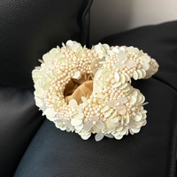 Nouveau sac à main en perles beige tissé créatif d'été, détail fleur 3D, sac hobo sous le bras, sac à bandoulière bohème fait main pour femme, usage quotidien
