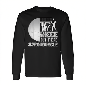 Camiseta de manga larga con cuello redondo para hombre, con la inscripción "That's My Niece Volleyball Uncle", para tío orgulloso, para deportes y juegos. - Product Image 2