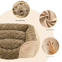 Coussin pour chien en velours rose chaud et moelleux, soutien ergonomique du cou, imperméable, base antidérapante, Cama Para Perro
