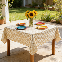 Nappe de table jetable de luxe en PVC, couleur or clair, imperméable et résistante à l'huile, imprimée de motifs floraux, avec logo personnalisé, pour événements de mariage (vente en gros)