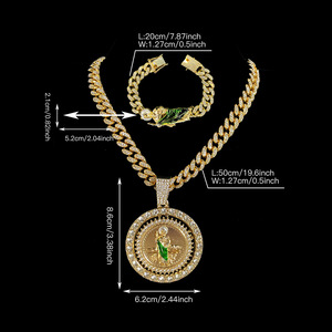 Collier chaîne cubaine Hip-Hop pour hommes et femmes, pendentif Saint Jude serti de diamants, tendance - Product Image 4