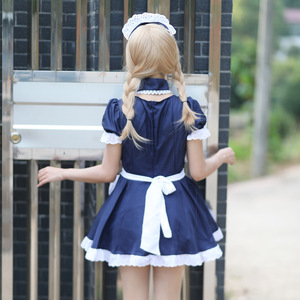 Maid Costume Navy Blue Dress Women Adult Anime Cosplay Costume With Label And Tags - Product Image 3