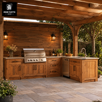 Meuble de cuisine extérieur moderne en MDF, résistant aux intempéries, pour patio, jardin, barbecue et usage en arrière-cour, directement de l'usine