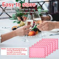 Manteles Individuales Rosados y Rojos Bordados con Borde Ondulado de 13 x 19 Pulgadas, Manteles Individuales Bordados con Borde Ondulado para Comedor, Bodas, Fiestas, Decoración Navideña