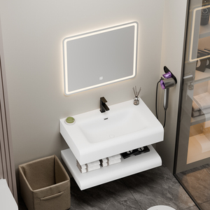 <span class=keywords><strong>Corian</strong></span> bề mặt rắn tích hợp bồn rửa Vanity-hiện đại không thấm nước tủ phòng tắm thiêu kết đá Vanity đá cẩm thạch bồn rửa phòng tắm - Product Image 3