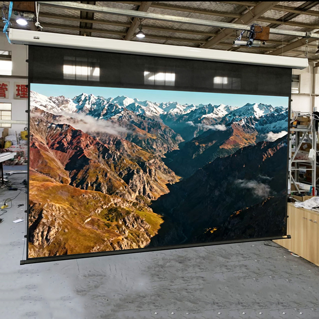 Electric Projector Screen with Aluminum Alloy Cover Electric Motorized Projector Screen Tubular Motor for Projector Screen